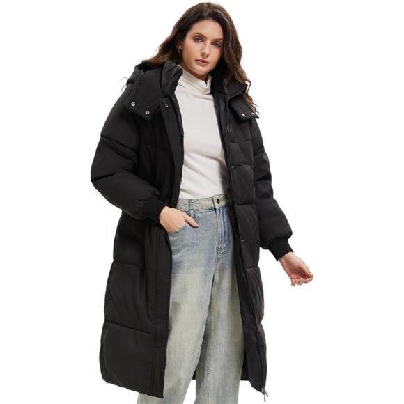 Long Puffer Jacket for Women,2024 Thickened Winter Coat Hooded with Deep - Picture 2 of 7